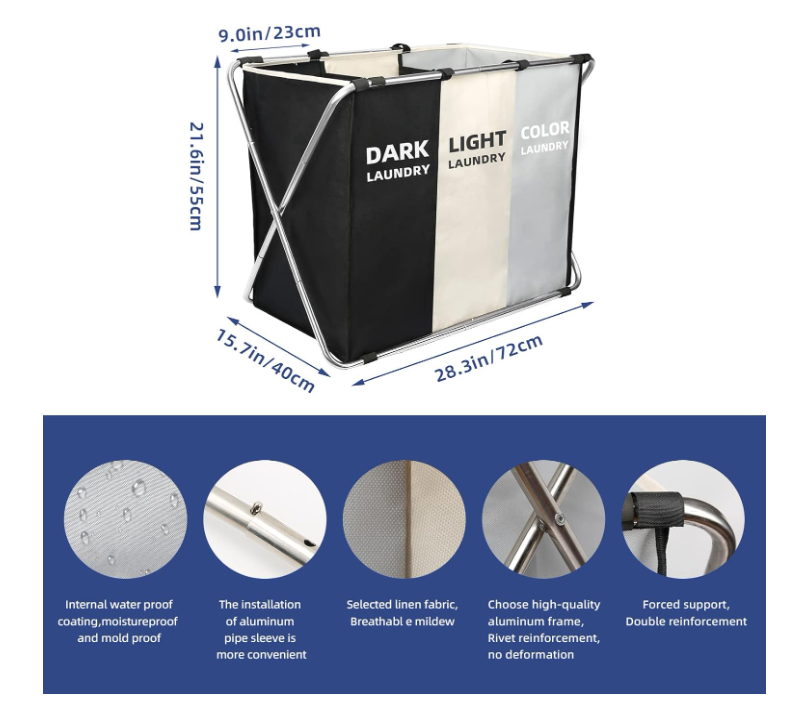 🧺 Organiza tu ropa como un experto con esta cesta de 3 secciones