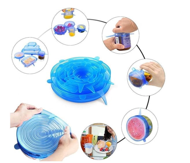 SET DE 6 TAPAS DE SILICONA ♻️ –🥑¡Conserva tu comida fresca por más tiempo sin desperdicios! ♻️