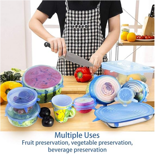 SET DE 6 TAPAS DE SILICONA ♻️ –🥑¡Conserva tu comida fresca por más tiempo sin desperdicios! ♻️