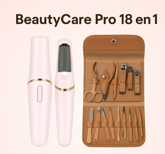 REMOVEDOR DE CALLOS + KIT DE MANICURA Y PEDICURA / COMBO BeautyCare Pro 18 en 1